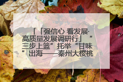 「强信心 看发展·高质量发展调研行」“三步上篮”托举“甘味”出海——秦州大樱桃高质量发展动作分解
