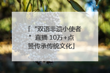 “双语非遗小使者”直播 10万+点赞传承传统文化