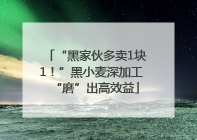 “黑家伙多卖1块1！”黑小麦深加工“磨”出高效益