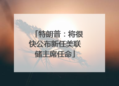特朗普：将很快公布新任美联储主席任命