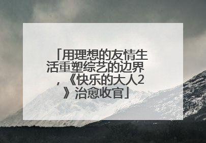 用理想的友情生活重塑综艺的边界，《快乐的大人2》治愈收官
