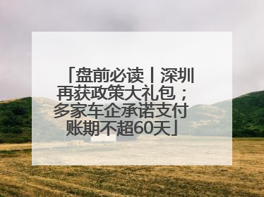 盘前必读丨深圳再获政策大礼包；多家车企承诺支付账期不超60天