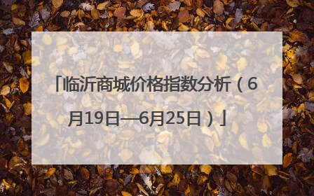 临沂商城价格指数分析（6月19日—6月25日）
