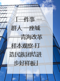 一件事 一群人 一座城——青海改革样本观察·打造民族团结进步好样板