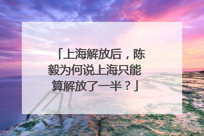 上海解放后，陈毅为何说上海只能算解放了一半？