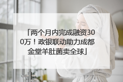 两个月内完成融资300万！政银联动助力成都金堂羊肚菌卖全球