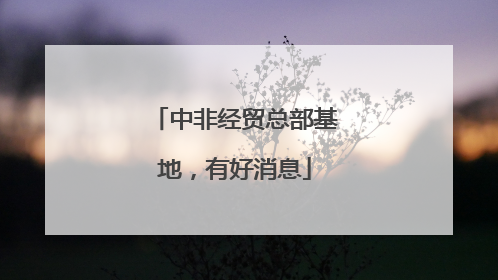 中非经贸总部基地,有好消息