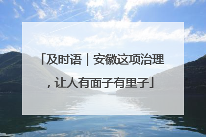 及时语｜安徽这项治理，让人有面子有里子