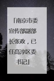 南京市委宣传部副部长张政，已任高淳区委书记