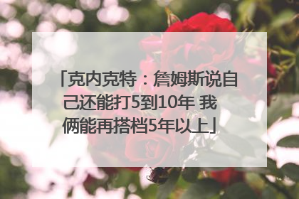 克内克特：詹姆斯说自己还能打5到10年 我俩能再搭档5年以上