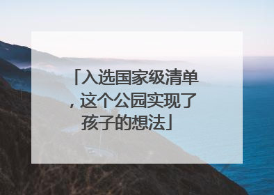 入选国家级清单，这个公园实现了孩子的想法