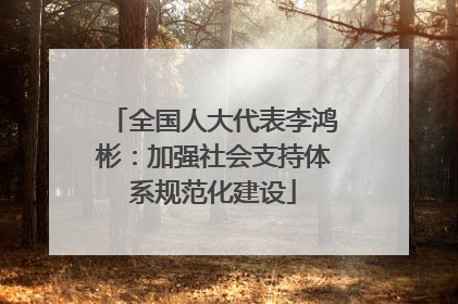 全国人大代表李鸿彬：加强社会支持体系规范化建设