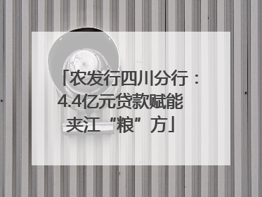 农发行四川分行：4.4亿元贷款赋能夹江“粮”方