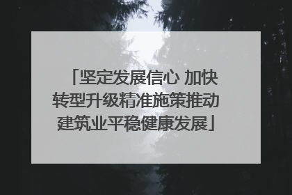 坚定发展信心 加快转型升级精准施策推动建筑业平稳健康发展