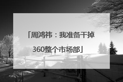 周鸿祎：我准备干掉360整个市场部