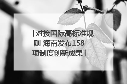 对接国际高标准规则 海南发布158项制度创新成果