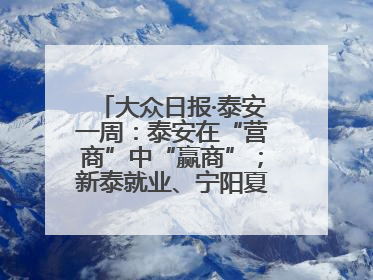 大众日报·泰安一周：泰安在“营商”中“赢商”；新泰就业、宁阳夏收工作上要闻