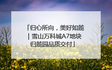 归心所向，美好如麓｜雪山万科城A7地块归麓园品质交付