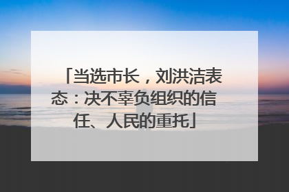当选市长，刘洪洁表态：决不辜负组织的信任、人民的重托