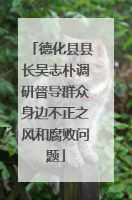 德化县县长吴志朴调研督导群众身边不正之风和腐败问题