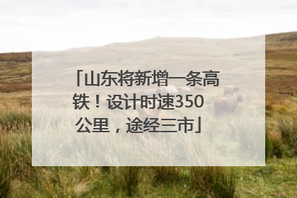 山东将新增一条高铁！设计时速350公里，途经三市