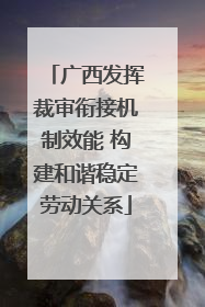 广西发挥裁审衔接机制效能 构建和谐稳定劳动关系
