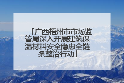 广西梧州市市场监管局深入开展建筑保温材料安全隐患全链条整治行动