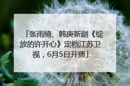 张雨绮、韩庚新剧《绽放的许开心》定档江苏卫视，6月5日开播
