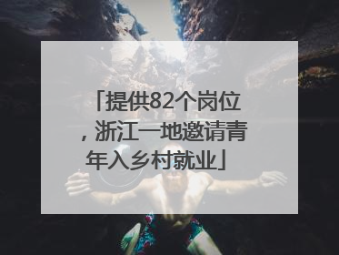 提供82个岗位，浙江一地邀请青年入乡村就业