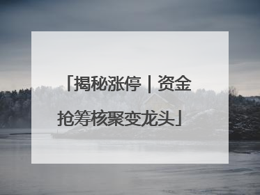 揭秘涨停｜资金抢筹核聚变龙头
