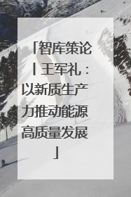 智库策论丨王军礼：以新质生产力推动能源高质量发展