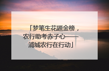 梦笔生花题金榜，农行助考赤子心——浦城农行在行动