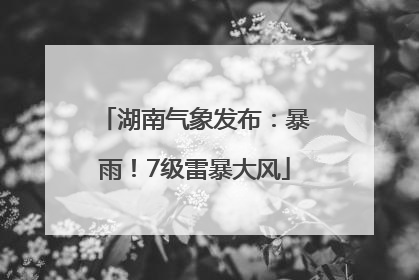 湖南气象发布：暴雨！7级雷暴大风