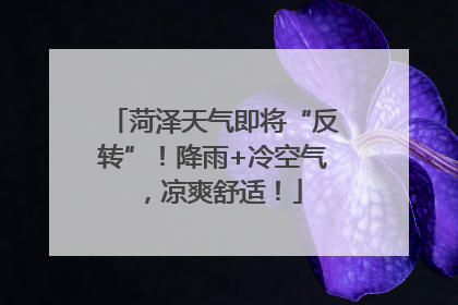 菏泽天气即将“反转”！降雨+冷空气，凉爽舒适！