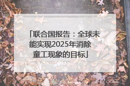 联合国报告：全球未能实现2025年消除童工现象的目标