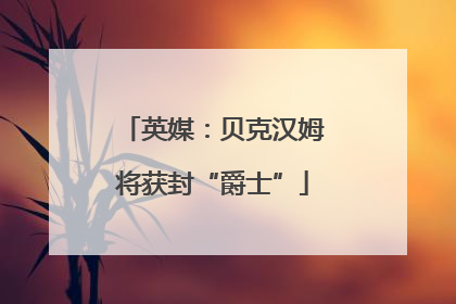 英媒：贝克汉姆将获封“爵士”