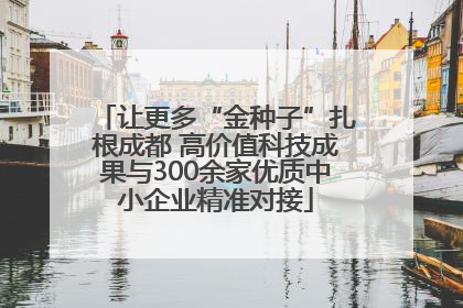 让更多“金种子”扎根成都 高价值科技成果与300余家优质中小企业精准对接