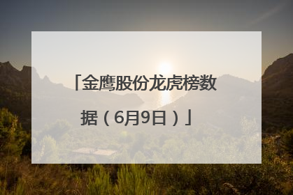 金鹰股份龙虎榜数据（6月9日）