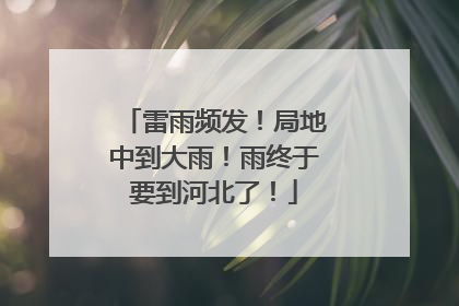雷雨频发！局地中到大雨！雨终于要到河北了！