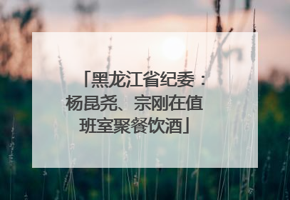 黑龙江省纪委：杨昆尧、宗刚在值班室聚餐饮酒