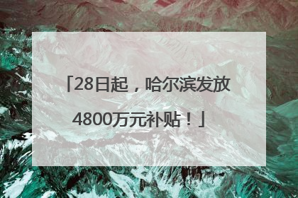 28日起，哈尔滨发放4800万元补贴！